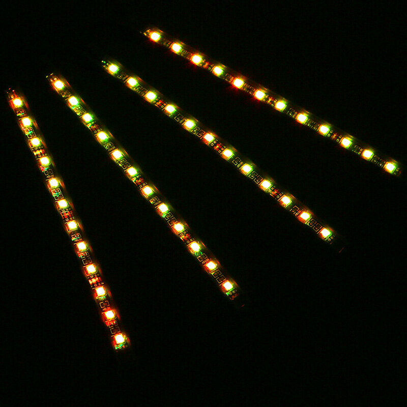 4Pcs 12 LED Car SUV Interior Decor Neon Atmosphere Light Strip Remote Control