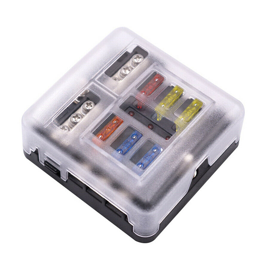 6-Circuit Blade Fuse Block & 12 Fuse For 12V/24V Car Marine Dc Electrical System