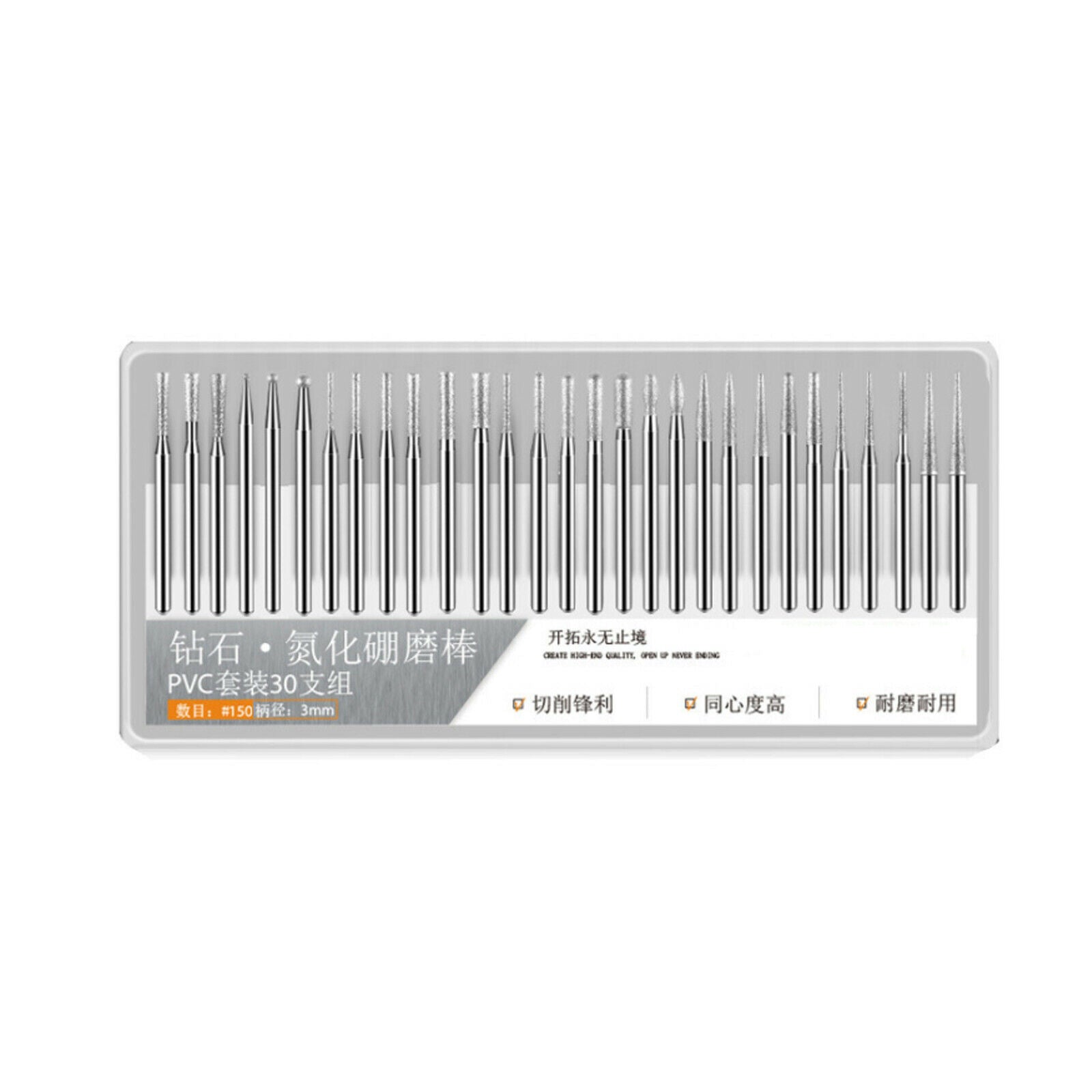 30Pcs 3mm Diamond Drill Bits Set Burr Grinding Polishing Tool for Dremel Rotary