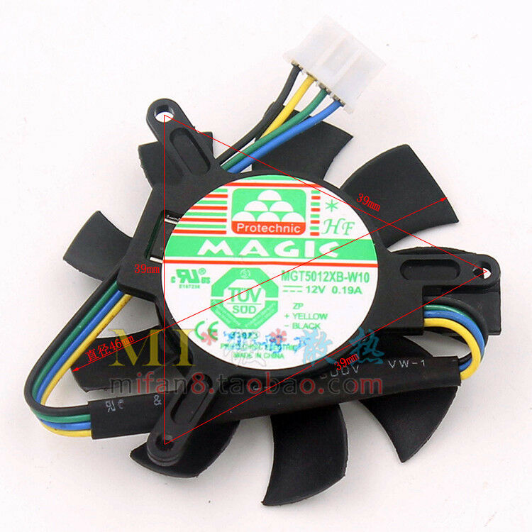 For MAGLC MGT5012XB-W10 12V 0.19A graphics card cooling fan 4-Pin