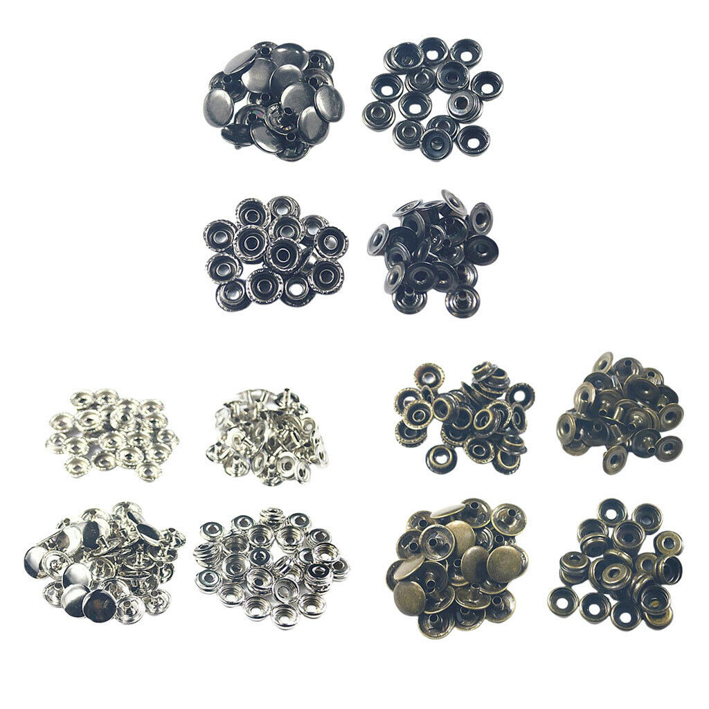 50x Snap Fasteners Press Stud Rivets Button Sewing Leather Down Jacket Bag