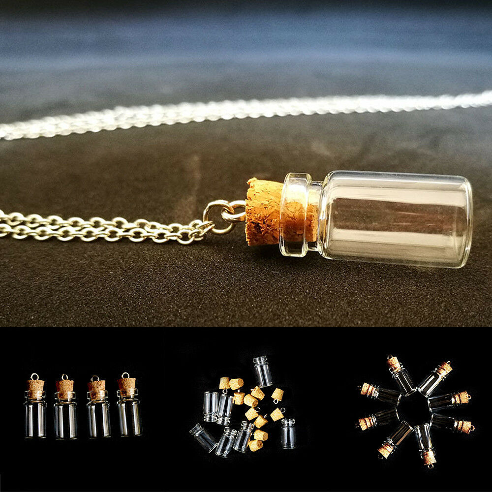 10pcs Mini Perfume Bottle Small Bottle Oil Container Necklace Accessory Simple