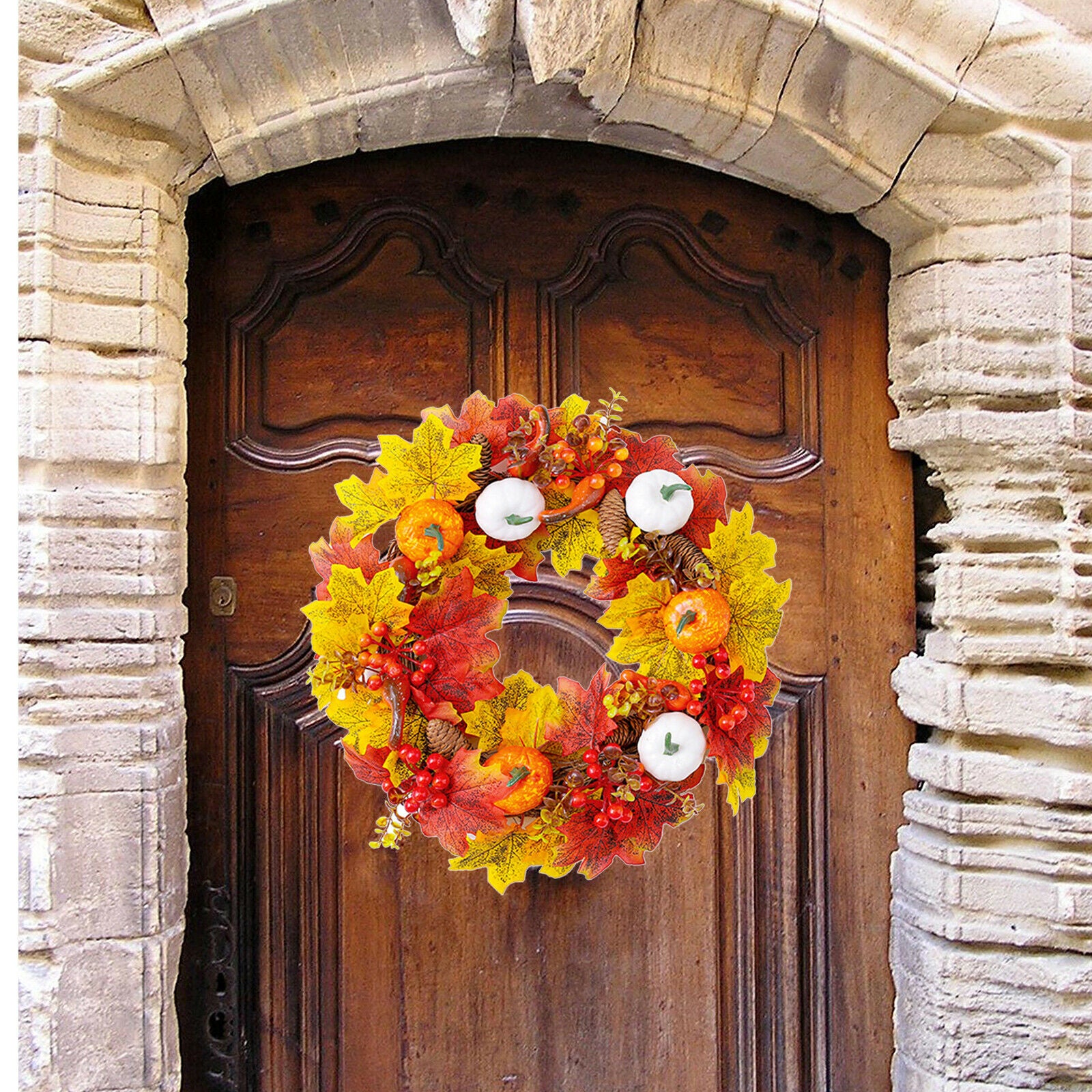 Autumn Artificial Pumpkin Wreath Festival Thanksgiving Home Party Decor