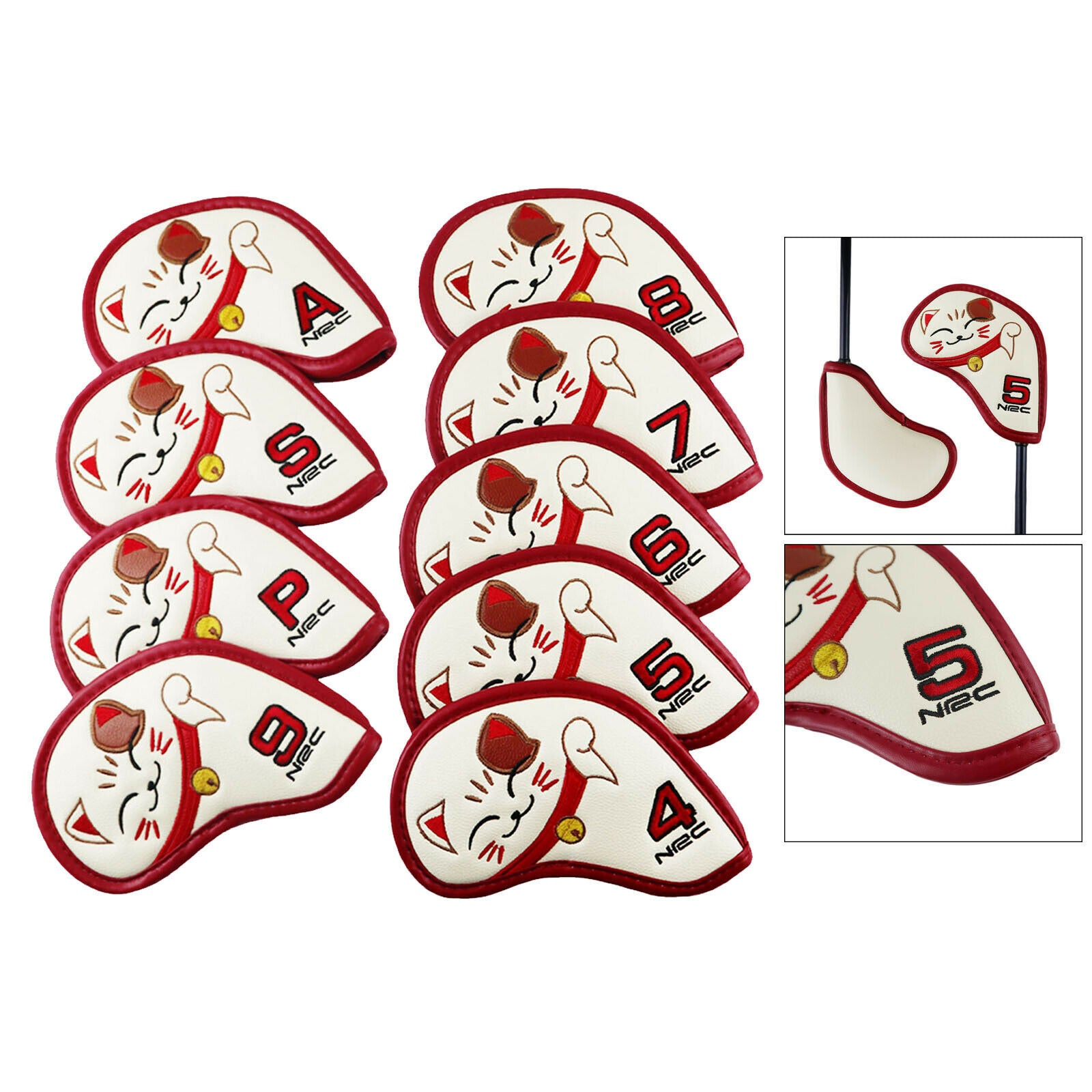 9 Pieces Waterproof Golf Iron Headcover Club Head Cover Women Accessories