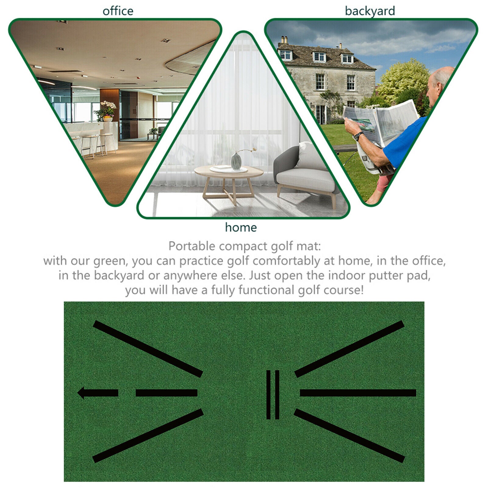 Golf Training Mat, Golf Practice Training Aid Rug Mat for Swing, 12x24 inch @