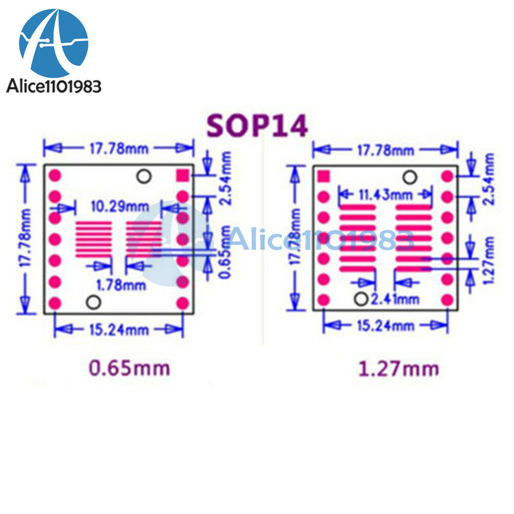 20PCS IC SOP14 SSOP14 TSSOP14 DIP 0.65/1.27/2.54mm Adapter PCB Board Converter