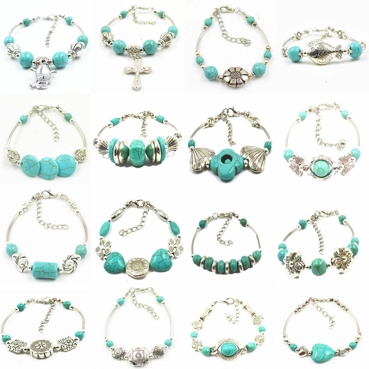 Wholesale Lots 12 Fashion Beauty Tibetan Sliver Cuff Bracelet Bead Adjust Bangle