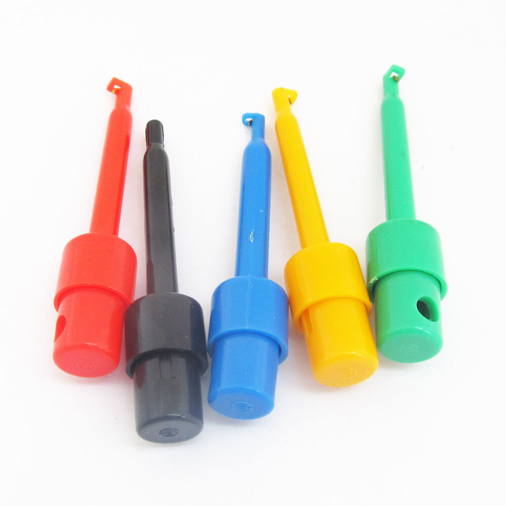 10sets Single Test Hook Clip Round Grabbers Test Hook Clip Probes 5 Colors 57mm
