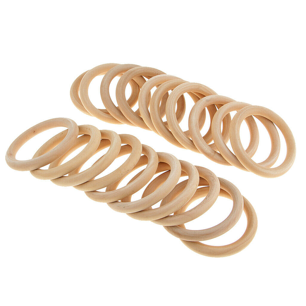 20Pcs Natural Wooden Rings for Craft Pendant Connectors Jewelry Making 80mm