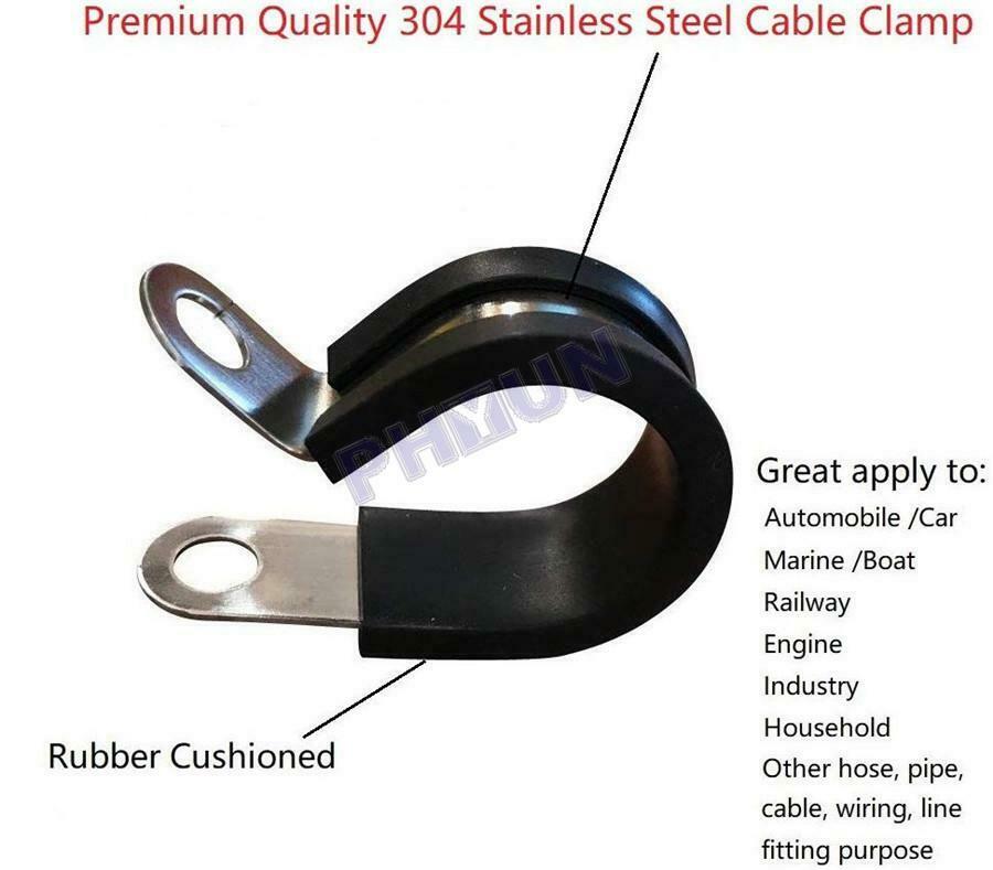 40x 1/2inch Stainless Steel Cable Clamps Rubber Cushioned Metal Insulated Clamp