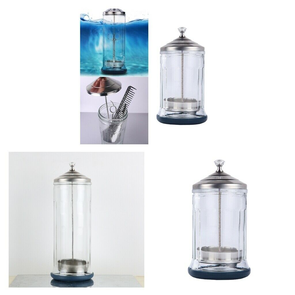 2x Disinfection Jar Clear Container Sanitizer Glass Jar for Barber Manicure