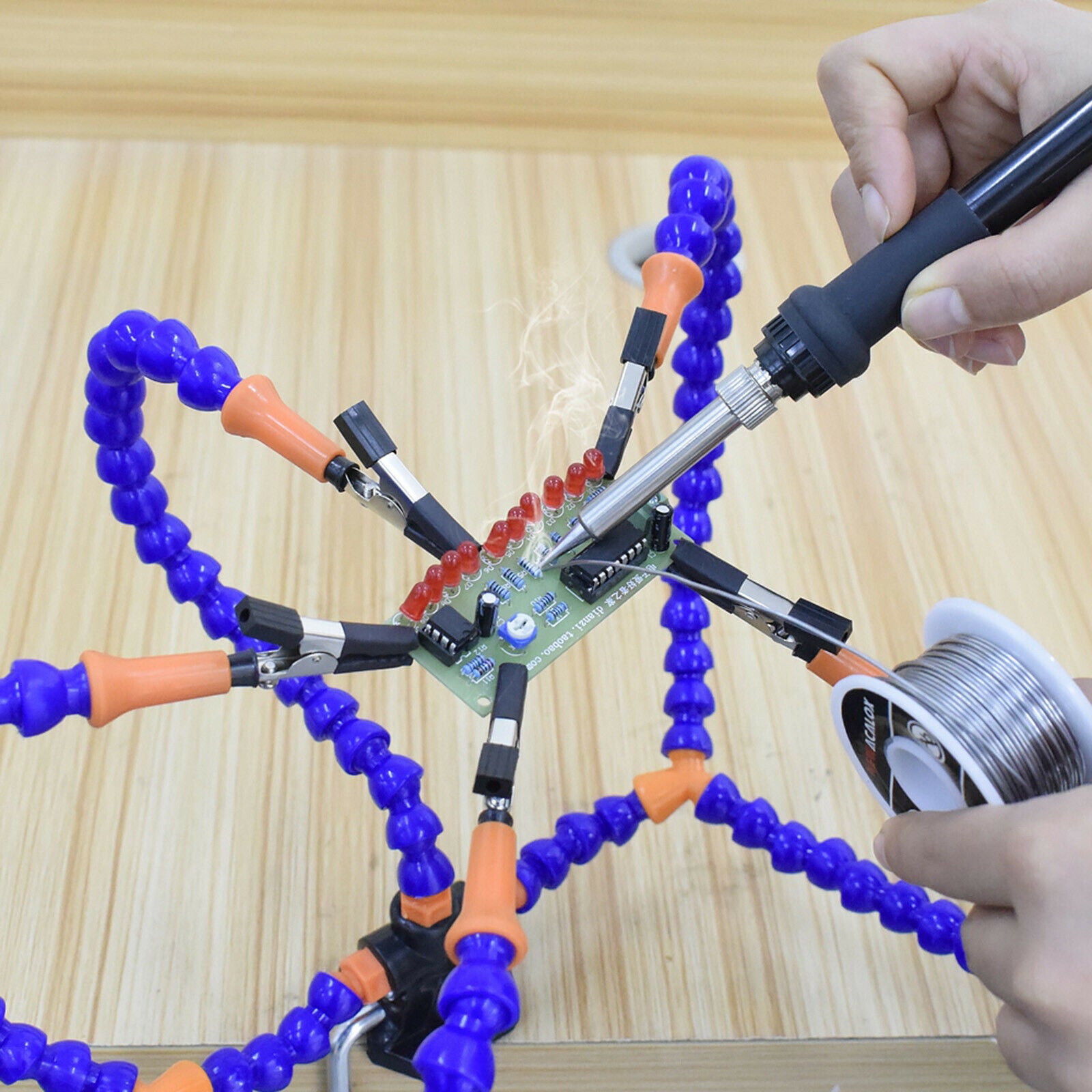 Clamp Flexible Helping Hands 5 Arm Third Hand Soldering Iron Accessory Tool