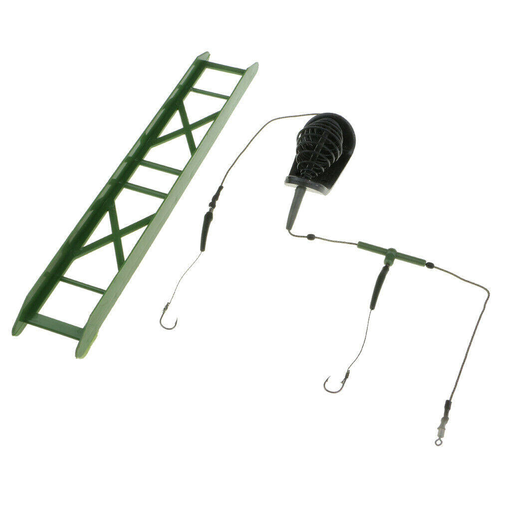 2pcs Durable Fishing Carp Coarse Hair Rig Hooks Set Inline Method Feeder Cages