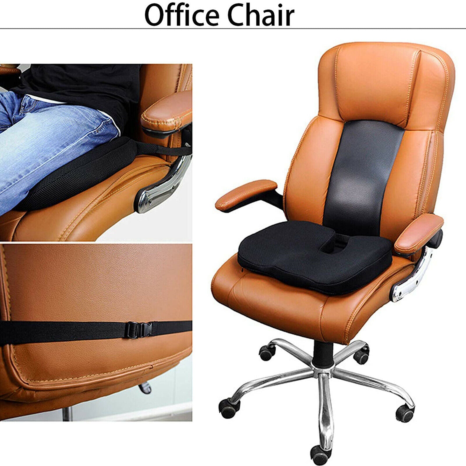 Computer Chair Seat Cushion Memory Foam Car Sciatica Seat Pillow Breathable