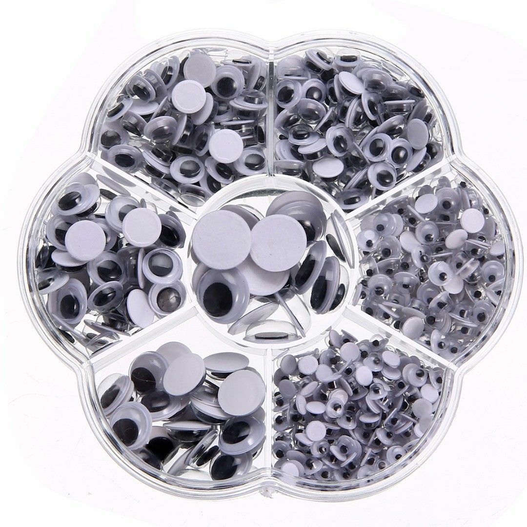 700pcs Sew-on Wiggly Wobbly Googly Eyes Scrapbooking Crafts 4-12mm