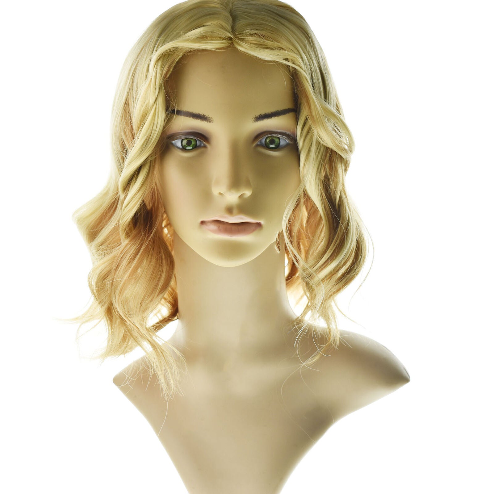 Women Tousled Modern Bob Short Loose Wave Blond Balayage Synthetic Hair