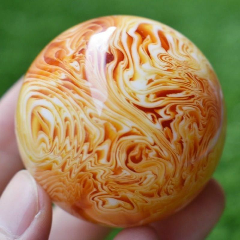 50mm Artificial Art Amber Beeswax Ball Massage Crystal Sphere Healing Fitness