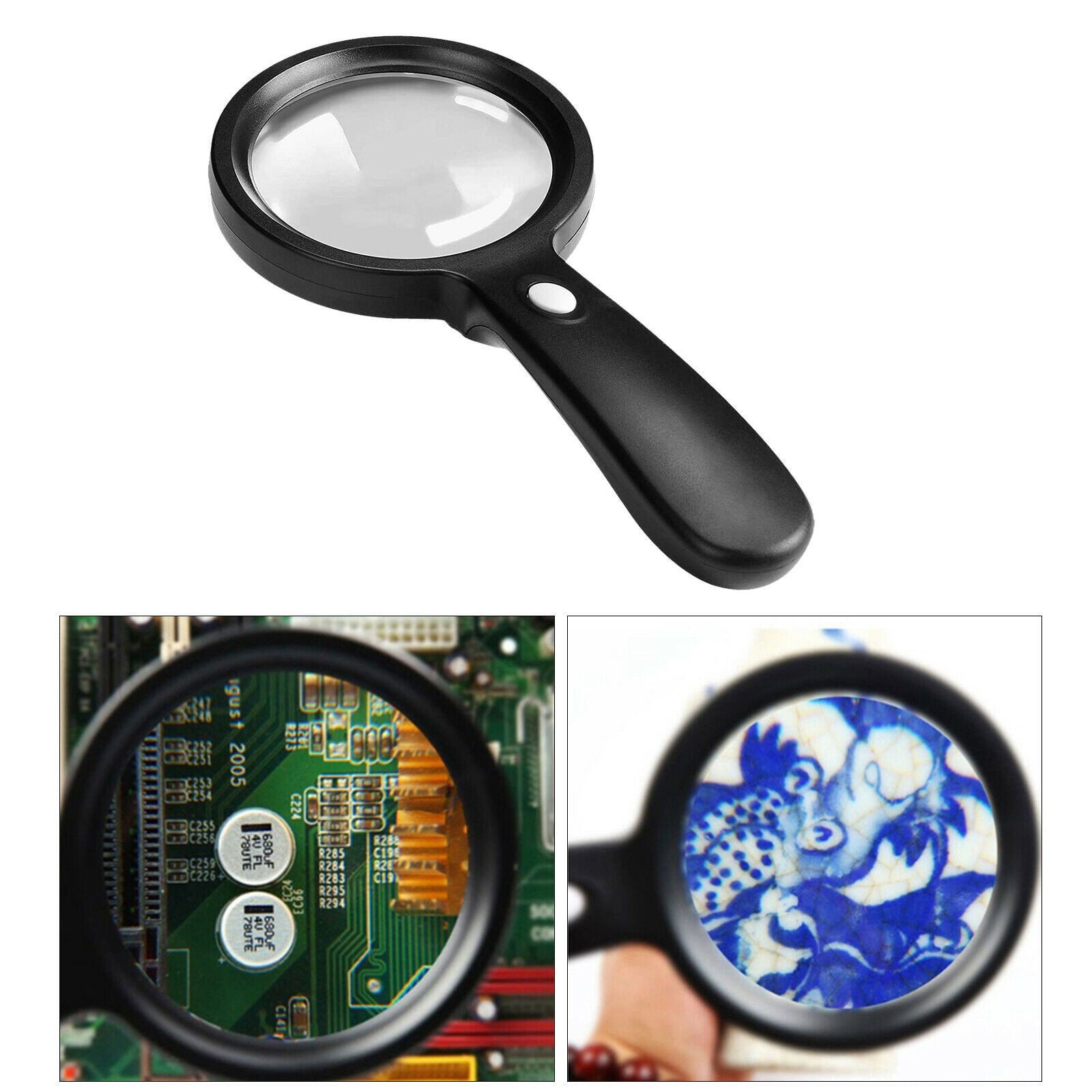 Handheld Lighted Magnifying Glass 10X Lens w/12 LED for Maps Soldering