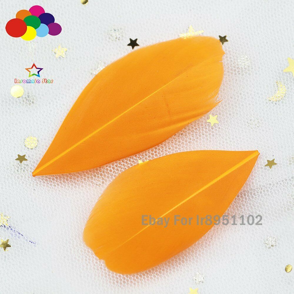 Round head Orange Natural Goose Feathers 5-7CM Plumes for Carnival Halloween 100