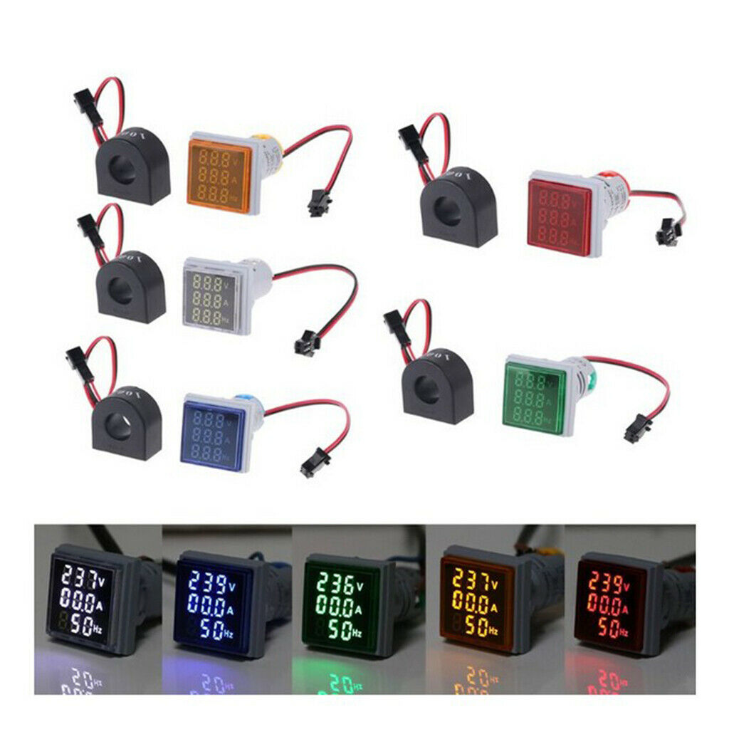 Square LED Digital Hertz Meter Voltage Current Frequency Indicator Green