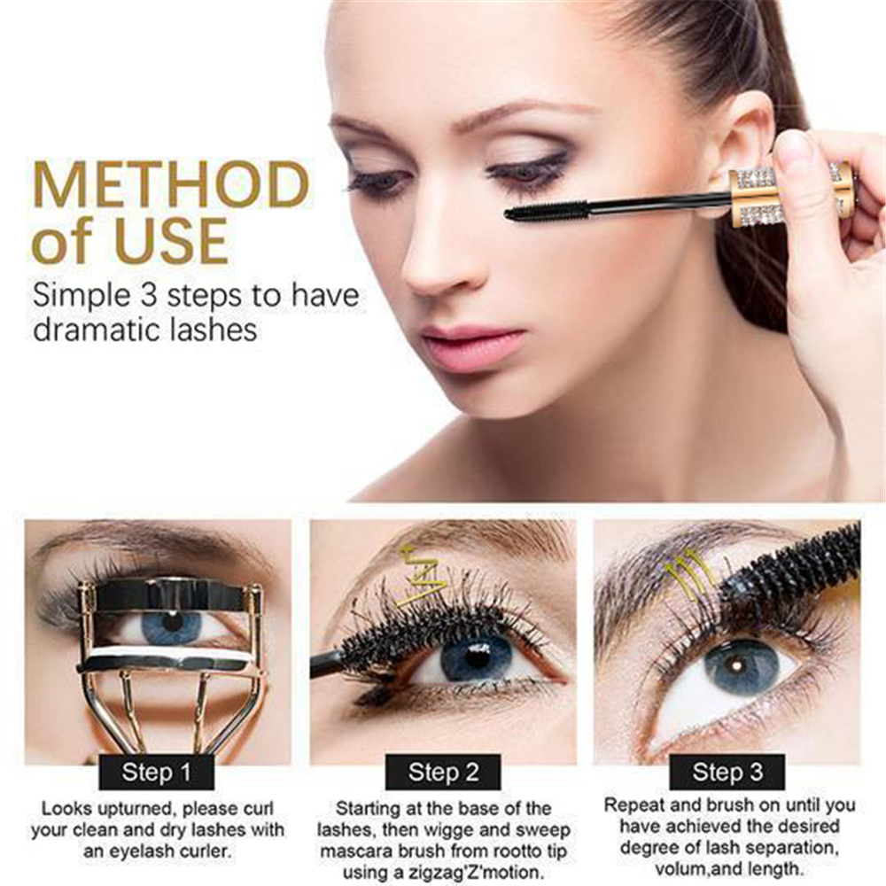 4D Flash Waterproof Diamond Silk Fiber Thick Lengthening Mascara Long Lasting
