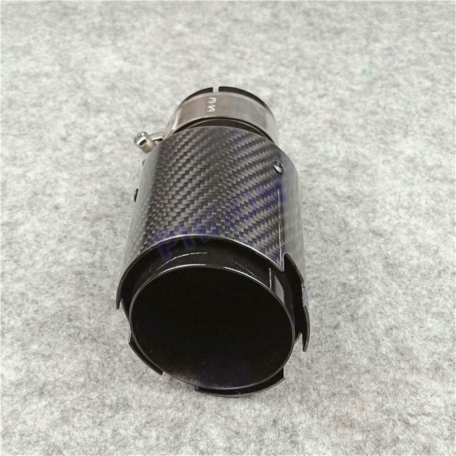 63mm INLET Car Exhaust Muffler Tail Pipe Carbon Fiber Stainless Steel Universal