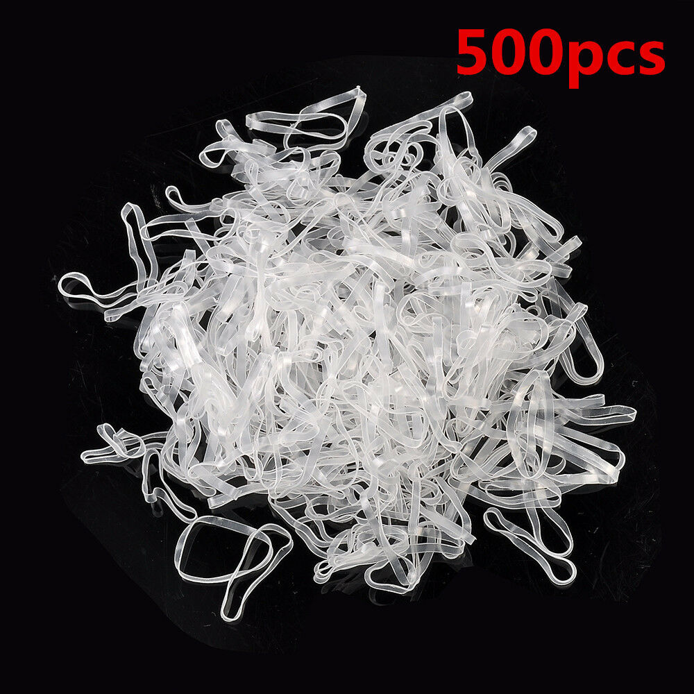 500pcs Transparent Clear Ponytail Elastic Rubber Band Hair Ties Ropes Rings