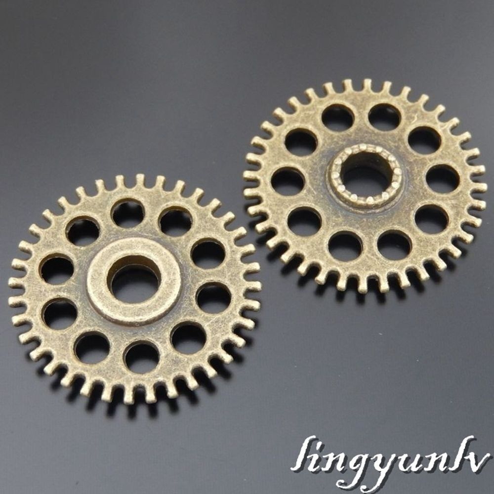 6 pcs Antiqued Bronze Gear Hollowed Steampunk Cog Pendant Charm Alloy 25*25*3mm