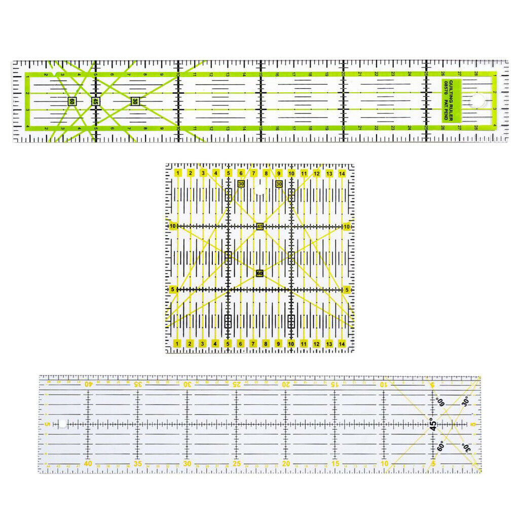 3pcs Acrylic Square Rectangle Square Quilting Drawing Patchwork Sewing Rulers