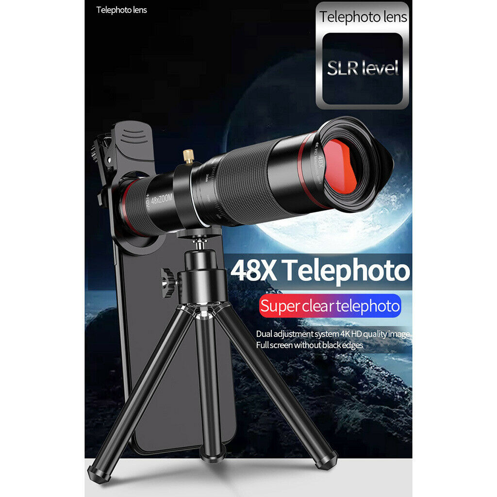 48X Clip-On Telescope Telephoto Camera Smartphone Lens Kit with Mini Tripod