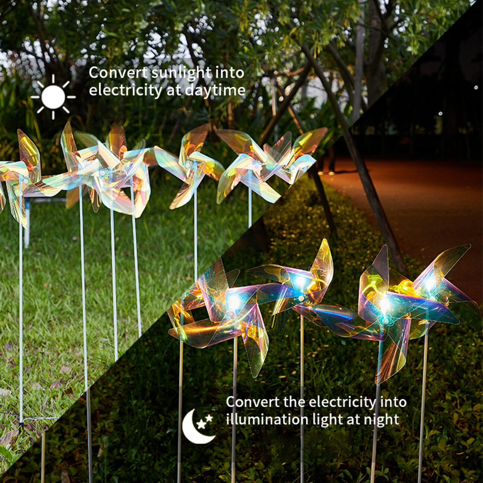 Outdoor LED Windmill Garden Lights Yard Landscape Ground Light Walkway Decor