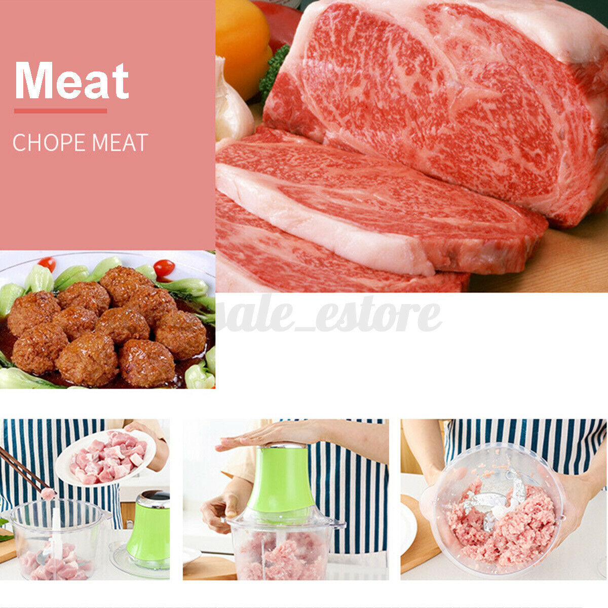 Electric Meat Grinder Mincer Sausage Stuffer Filler Stainless Chopper Machine