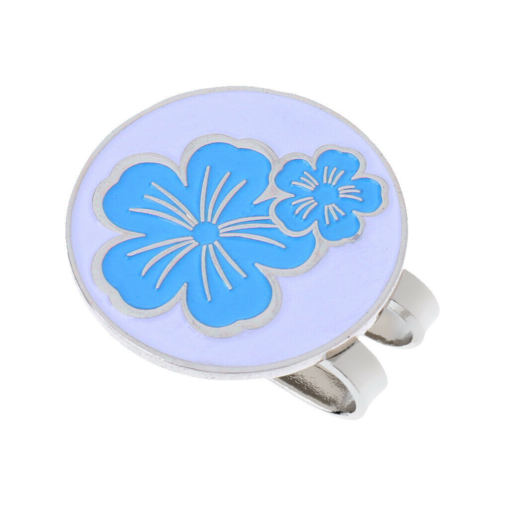prettyia Golf Hat Clip Detachable Golf Ball Marker   Clip Blue Flower