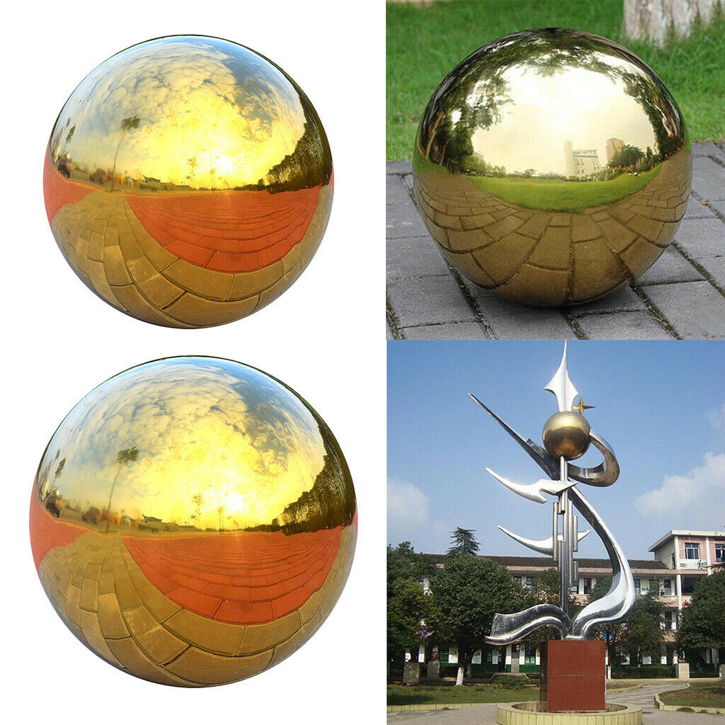 2Pcs 304 Stainless Steel Hollow Ball Seamless Mirror Ball Garden Decor