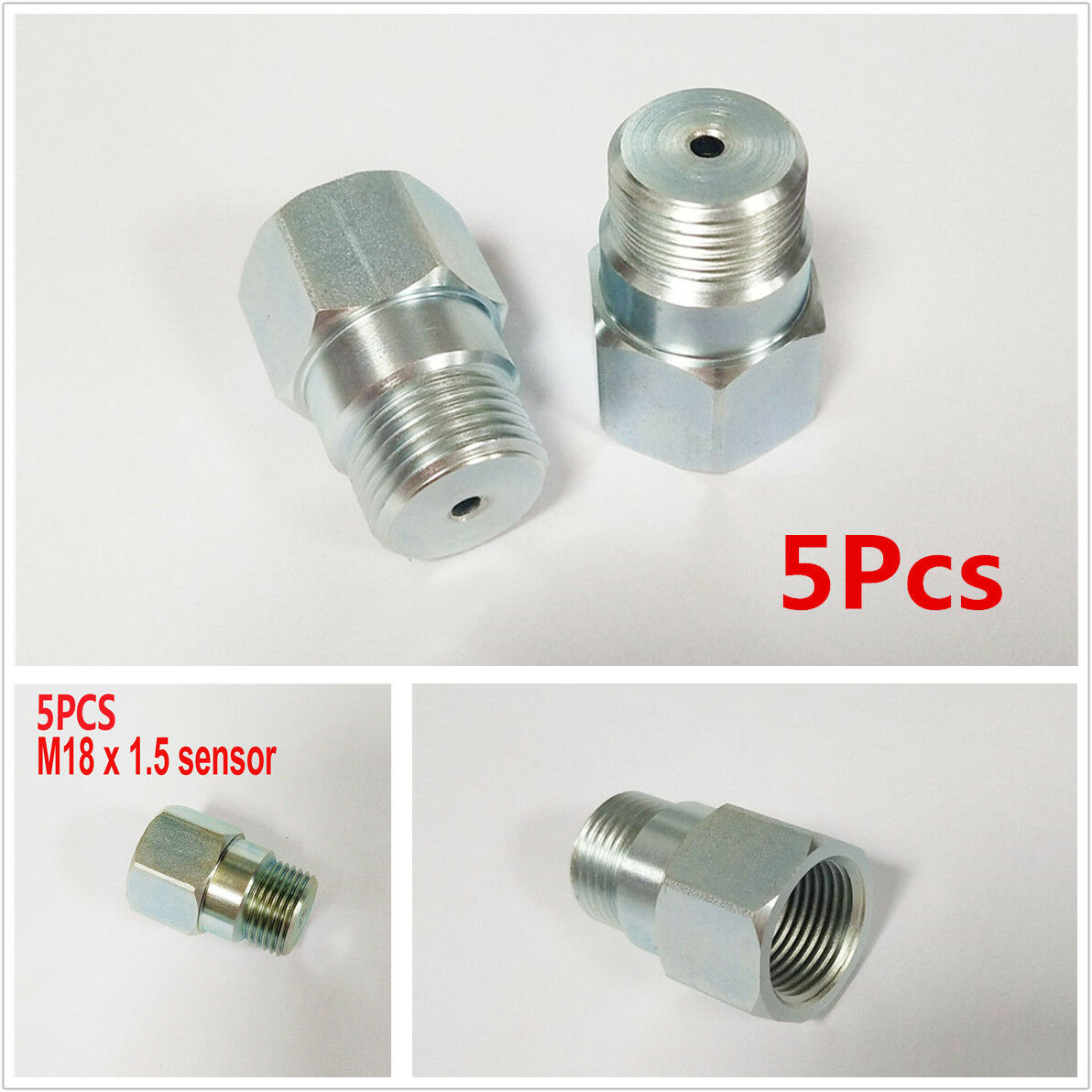 5Pcs O2 Oxygen Sensor Extension Extender Adapter Spacer M18X1.5 Thread Standard