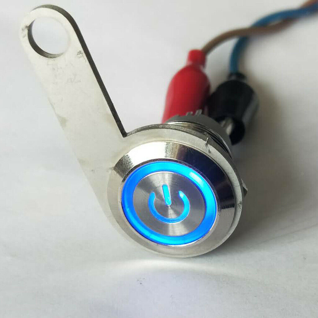 12V Handlebar Motorcycle LED Angel Eye Headlight Fog Lamp On Off Switch Blue