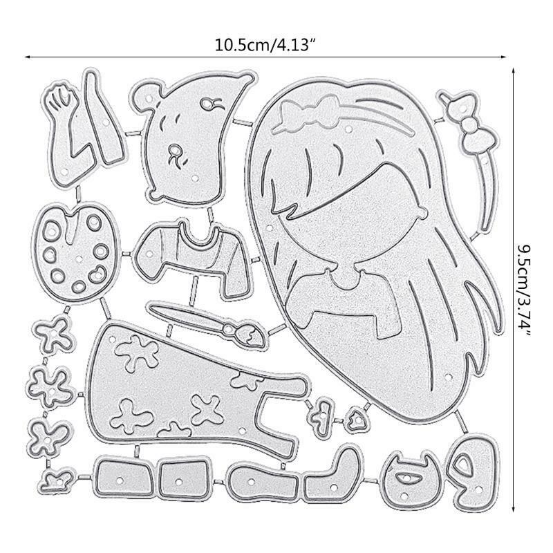 DIY Girl Painting Scrapbook Embossing Stencil Album Steel Mould for Paper Card