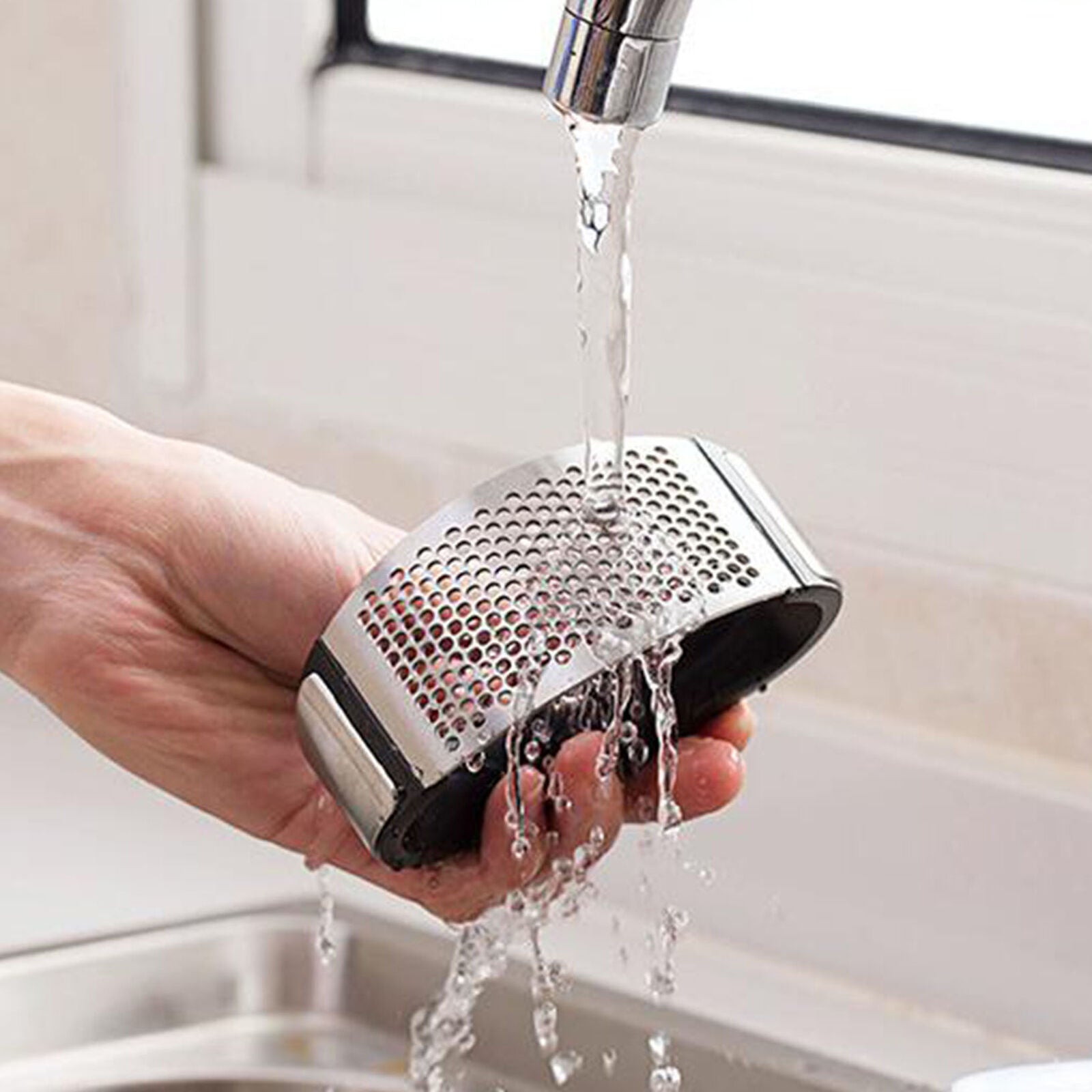 Kitchen Stainless Steel Garlic Press Crusher Manual Rocking Mincer Squeezer