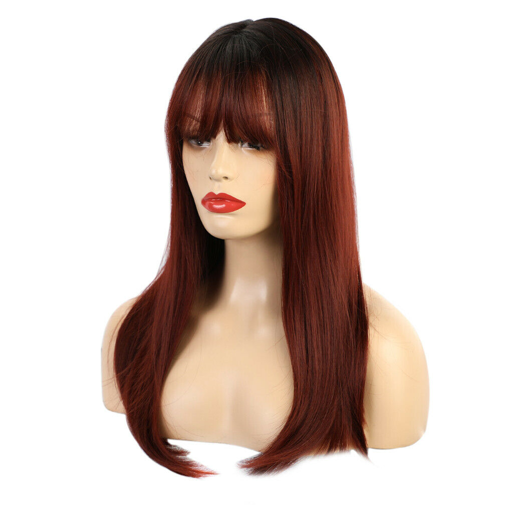 20 inch Long Straight Synthetic Wig with Bangs Cospaly Costume Women Wigs
