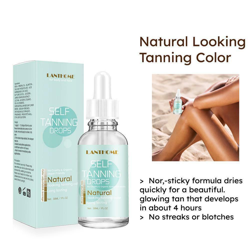 30ml Self Tanning Drops Body Face Tan Oil Natural Looking Color Men Woman