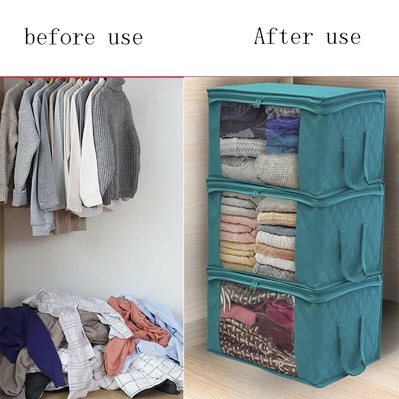 3PC Quilt Storage Bag with Lid,Foldable Dust-Proof Storage Box,Large-CapacitU9H2