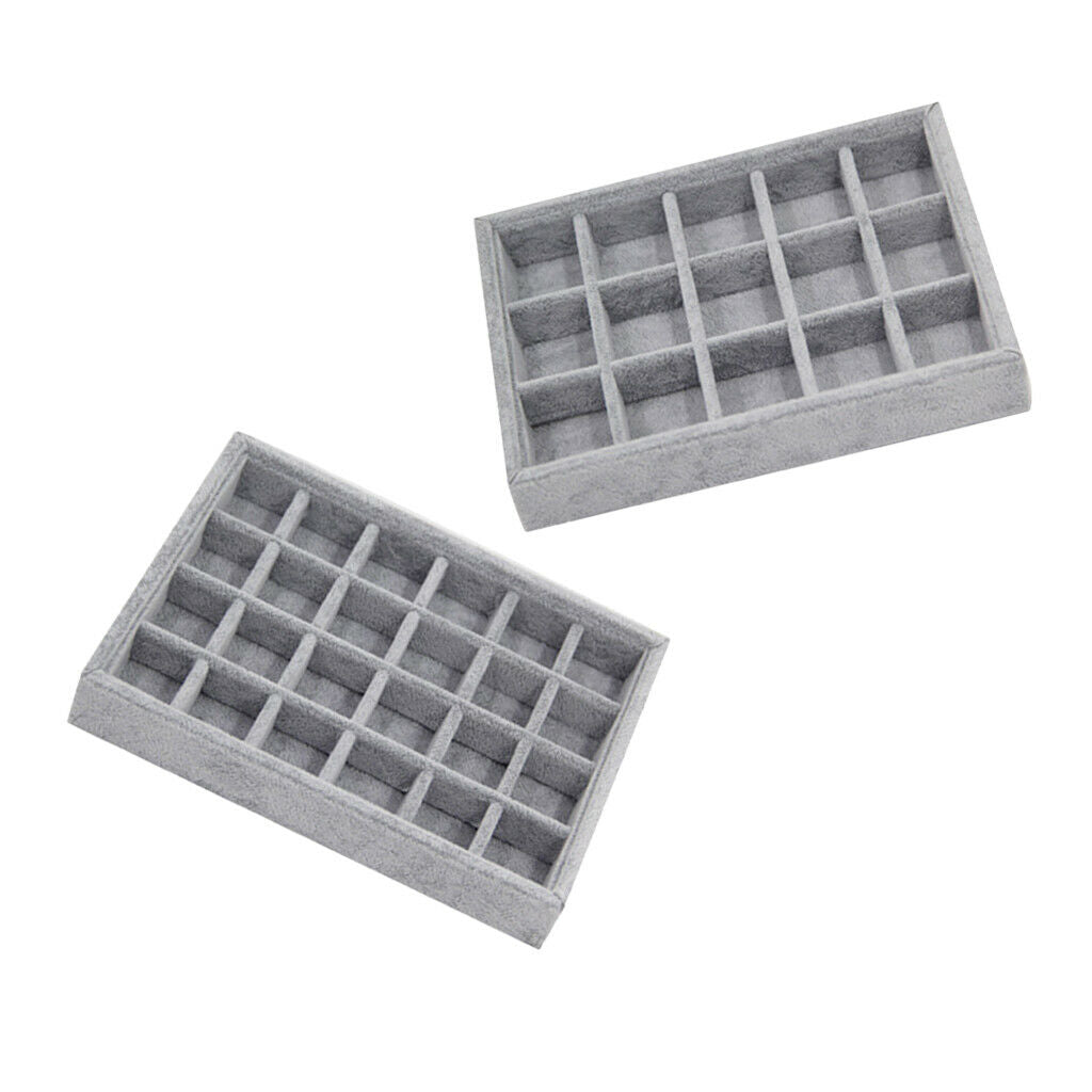 2x Multi-Purpose Jewelry Tray Bracelets Rings Diamond Storage Organizer Case