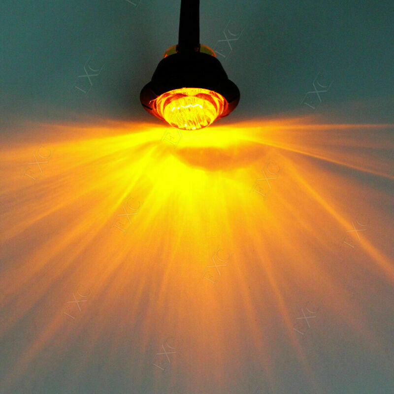 50X 3/4" Round Amber LED Clearance Bullet Marker Lights Truck Trailer yellow
