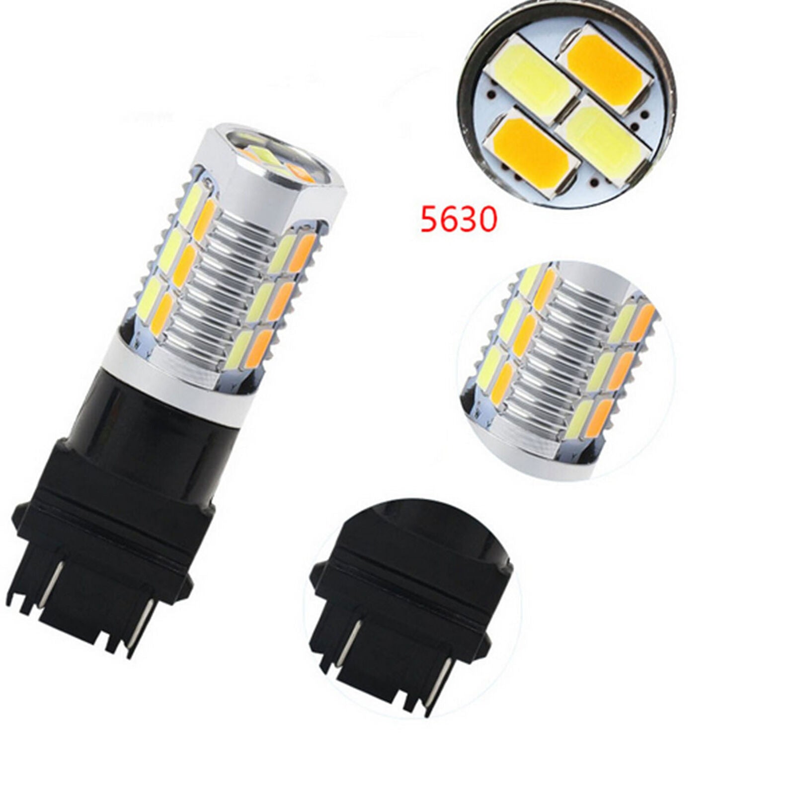 2x 3157 LED DRL White/Amber Switchback Turn Signal Parking Light Bulb Dual Color