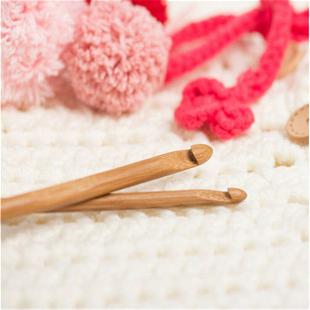 12X 6 Bamboo Handle Crochet Hook Knit Craft Knitting Needle Weave Yarn 3-.l8