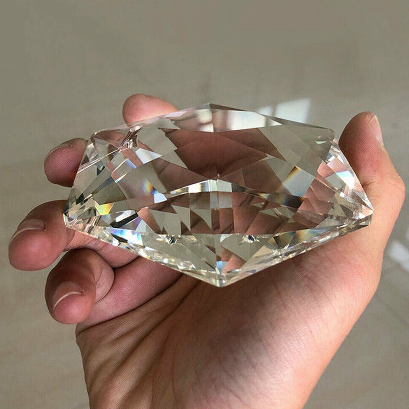 100MM Clear Glass Crystal Large Hexagram Prisms Pendant Suncatcher Fashion
