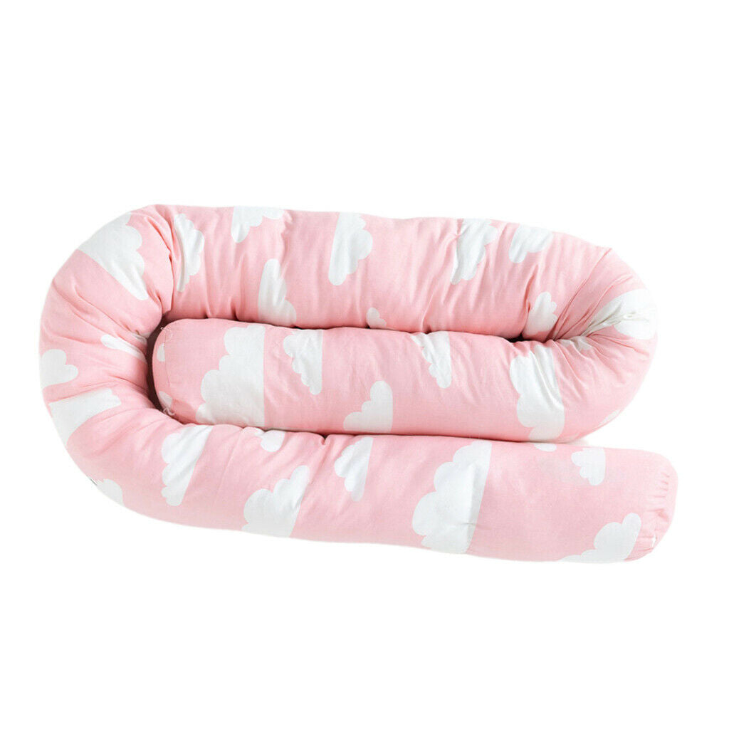 Baby Long Bumper Pillow Unisex Multipurpose Pads for Newborn Infant Pink Clouds