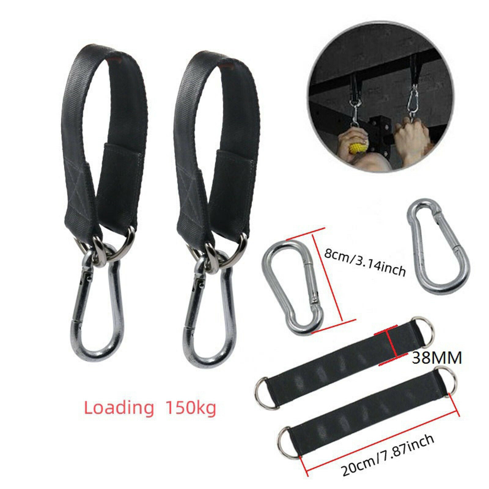 150 Kg Hanging Straps Kit for Swings Gym Hanging Straps with D- Hooks