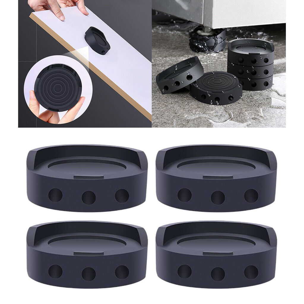 4Pieces Black Anti Vibration Pads Non Slip Grip Feet Pad for Washing Machine