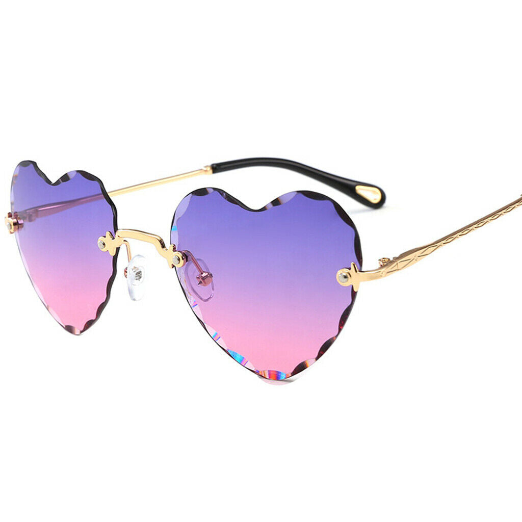 2pcs Women's Heart Shaped Sunglasses Gradient Lens Eyewear Anti-UV Shades